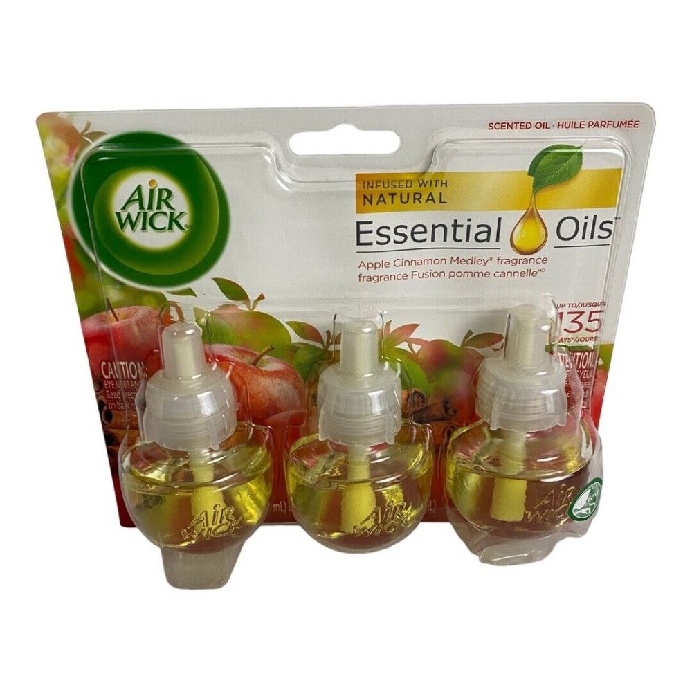 New 1 Pack Air Wick Scented Oil Essential Oils Apple Cinnamon Medley 3 Refills